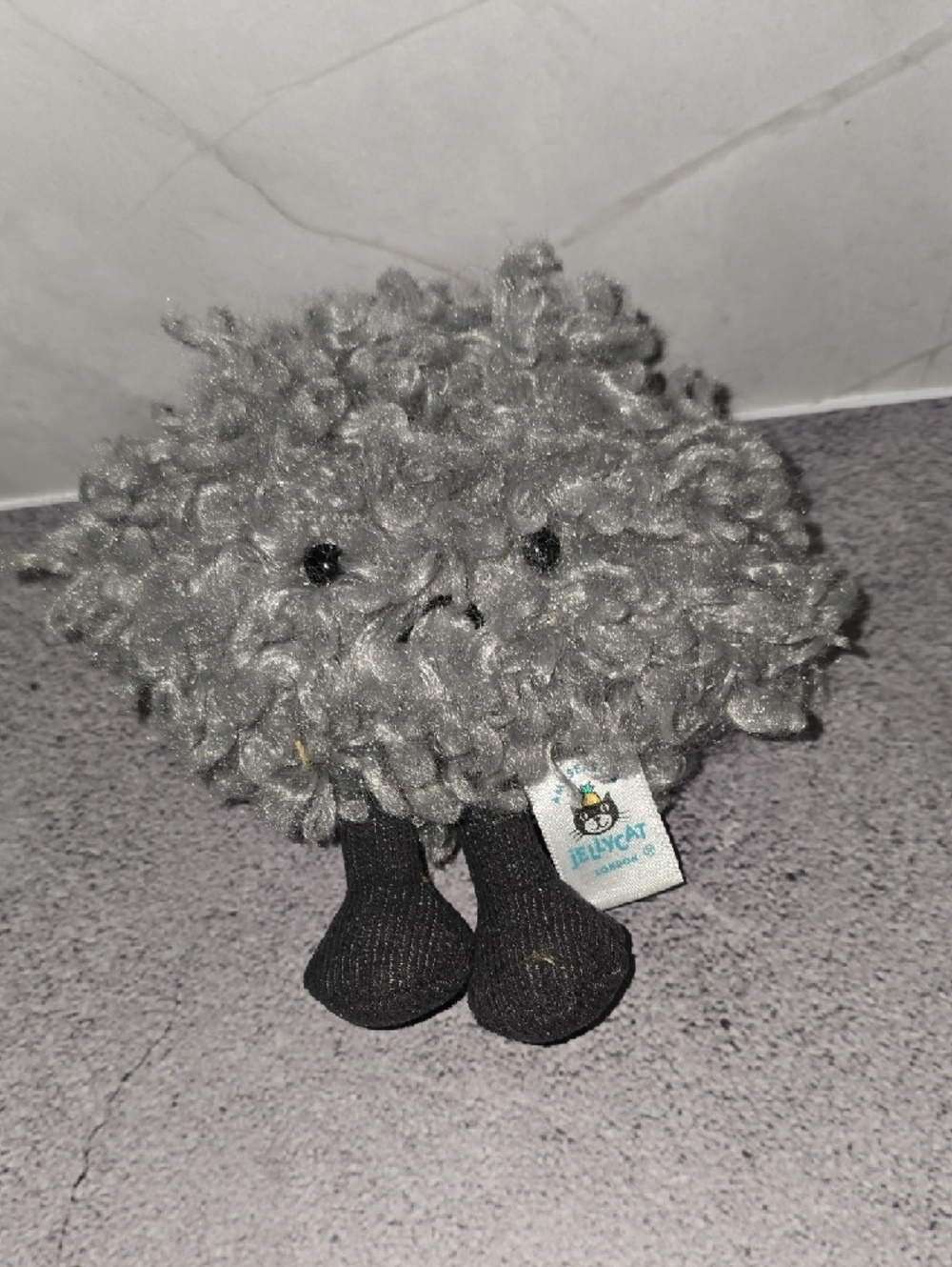 Jellycat Gray Curly Plush Bag Charm with Black Legs - Picture 3 of 4